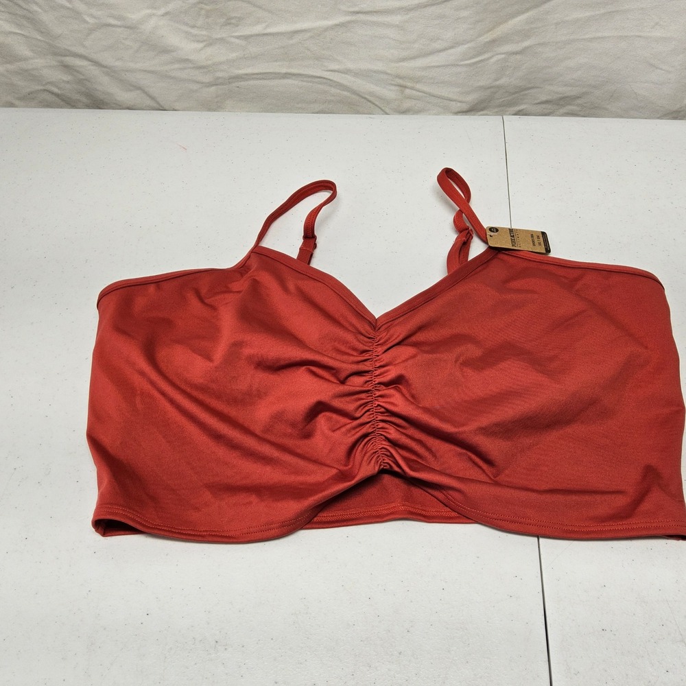 PINK Active Ultimate Sports Bra Womens XXL Rust Orange Ruched Low Impact NWT